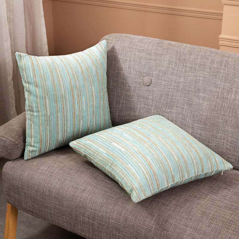 Yeiotsy Pillow Cases Blue, Pack of 2, Decorative Throw Pillow Covers Striped Bohemia Couch Cushion Covers for Sofa Home Decor (Light Blue, 18 X 18 Inches) - Image 5